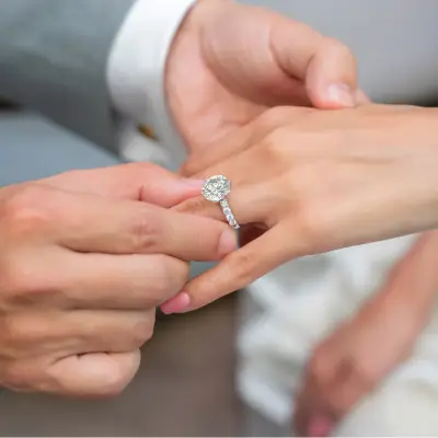 proposal with lab-grown diamond ring