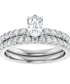 Alternative view of 14K White Oval French-Set Engagement Ring